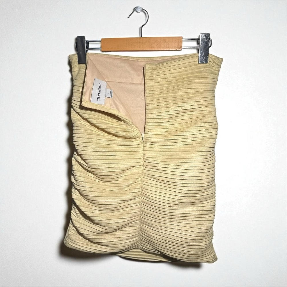 SABINA MUYASEV Anthropologie Ruched High-Waisted Skirt in Lime